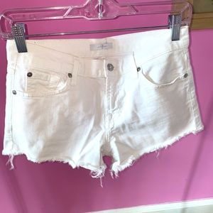 7 for All Mankind White Denim Shorts
